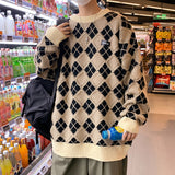 Men Hip Hop Sweaters Streetwear Retro Knitted Pullover Tops New Geometry Casual Knit Warm Pullover Harajuku Sweater Men
