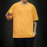 Foesce New Summer Men's T Shirt Fashion Solid T Shirt Mens Oversized Hip Hop Short Sleeve Casual Cotton Mens Streetwear Top Tees