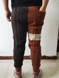 Men's Knitted Pants Autumn Winter Color Matching Acrylic Knitted Trousers Casual Pants Men Autumn Winter Warm Drawstring