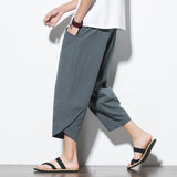 Summr Men Chinese Style Cotton Linen Harem Pants Men Streetwear Breathable Beach Pants Male Casual Calf-Lenght Trousers
