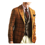 Foesce Vintage Check Men Tuxedos England Style Streetwear Fashion Male Plaid Blazer Party Wedding Groom Prom Suit Coat 1 Piece