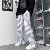 Blue Black Tie-dye Jeans Men Fashion Print Casual Baggy Jeans Mens Streetwear Loose Hip-hop Straight Denim Trousers Men M-2XL