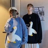 Cute Duck Goose Cartoon Sweater Autumn Winter Men Pullovers Women Knitted Jumper Sweaters Couple Japanese Streetwear