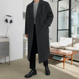 Woolen Coat Men's Korean Fashion Over The Knee Mid Length Winter Thickening Loose Double Breasted Warm Long Coat New