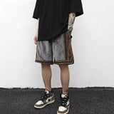 Hip Hop Casual Shorts Embroidery Color Block Patchwork Jogger Cargo Cotton Short Pants Men Loose Streetwear Sweatpants