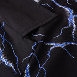 Summer Hawaiian Beach Shirts Lightning Print Short Sleeve Tee Tops Streetwear Men Hip Hop Casual Button Tshirt Man Black