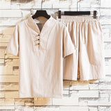 Foesce-(Shirt +shorts) summer new arrival men shirt Man Cotton and linen shirts Short sleeve men's casual shirts men size M to 5XL