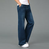 Foesce Retro Men's Flare Jeans Pants Bell Bottom Blue Black Loose Large Size Classic Fashion Casual Comfortable Boot Cut Denim Trousers