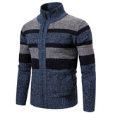 Foesce New Autumn Winter Cardigan Men Sweaters Jackets Coats Fashion Striped Knitted Cardigan Slim Fit Sweaters Coat Mens Clothing