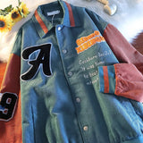 College style corduroy embroidered letter jacket women's loose oversized Korean baseball uniform couple tops fast delivery