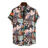 Fashion Dot Mens Hawaiian Beach Shirts  Summer New Short Sleeve Floral Print Tropical Aloha Shirts Holiday Vacation Clothing
