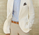Summer Beige Light Brown Linen Mens Suits Beach Wedding Prom Tuxedos Groom Wear Latest Blazer Design Men Suits Custom Made