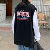 Vest bottom shirt two-piece large size women's v-neck vest + Korean loose spring autumn long-sleeved tops unisex hip hop street