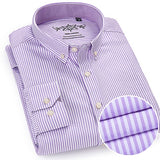 Men's Fashion Long Sleeve Solid Oxford Shirt Single Patch Pocket Simple Design Casual Standard-fit Button-down Collar Shirts