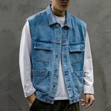 Veste Sans Manche Homme Mens Vest Mens Jackets Sleeveless Denim Jacket Veste Homme Sleeveless Jacket Men Casual Cotton Comfort