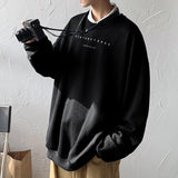 Foesce  Men Sweatshirts Harajuku Vintage Fleece Letter Print Casual Hoodies Fashion Basic Man O Neck Pullovers Korean Clothing