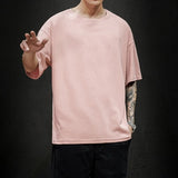 Foesce New Summer Men's T Shirt Fashion Solid T Shirt Mens Oversized Hip Hop Short Sleeve Casual Cotton Mens Streetwear Top Tees