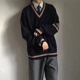 Foesce Couple's Clothes Autumn Men's Wool Sweater Loose Coats Student Black Color Pullover V-neck Cardigan Cashmere Knitting