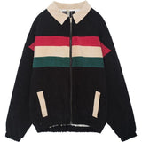 Foesce Autumn Women Corduroy Bomber Jacket Lady Patchwork Casual Jacket Female Clothing Loose Hip Hop Women's Winter Coat