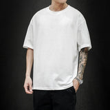 Foesce New Summer Men's T Shirt Fashion Solid T Shirt Mens Oversized Hip Hop Short Sleeve Casual Cotton Mens Streetwear Top Tees