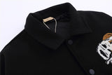 Foesce -NEW American style love Embroidered Baseball Jacket men's Street trend contrast color stitching loose stand collar jacket