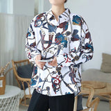 Vintage Fashion New Beach Hawaii Shirts for Men Harajuku Floral Print Long Sleeve Casual Loose Blouse Button Up Shirt