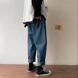 Foesce Harajuku Couple Denim Jeans Pants Men Vintage Clothes Printing Straight Spring Clothing Loose Plus Size Jean