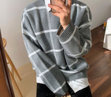men's wear plaid sweater autumn witner new Korean style loose pullover knitted tide tops all-mtch cintage