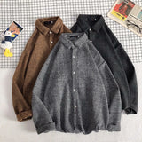 Foesce Loose men's large tweed shirt spring trend long sleeve casual Harajuku style antique top hiphop The New listing