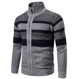 Foesce New Autumn Winter Cardigan Men Sweaters Jackets Coats Fashion Striped Knitted Cardigan Slim Fit Sweaters Coat Mens Clothing
