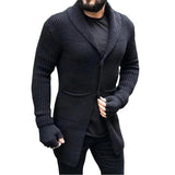 Men's Winter Sweater Striped Jacquard Solid High Street Knitted Turn-down Collar Casual Slim Fit Thick Warm Knitwear