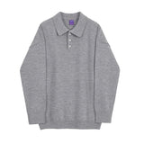 Autumn Men's Polo Collar Lightweight Sweater Men's Loose Korean Fashion Kintwear Long Sleeve Oversized Clothes Male