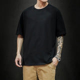 Foesce New Summer Men's T Shirt Fashion Solid T Shirt Mens Oversized Hip Hop Short Sleeve Casual Cotton Mens Streetwear Top Tees