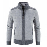 Foesce New Men's Sweater Coat Fashion Patchwork Cardigan Men Knitted Sweater Jacket Slim Fit Stand Collar Thick Warm Cardigan Coats Men