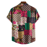 Mens Vintage Floral Shirts and Shorts 2 Pieces Suit Vacation Outfits Sets Casual Button Down Beach Hawaiian Shirt Suits Men XXL