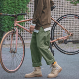 Autumn Cotton Casual Pants Men's Fashion Black/Khaki/Green Straight Pants Men Streetwear Loose Hip-hop Cargo Pants Mens Overalls