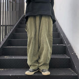 Spring Corduroy Pants Men's Fashion Solid Color Retro Straight Pants Men Streetwear Wild Loose Hip Hop Trousers Mens Overalls