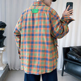 Foesce Men's Fashion Casual Plaid Printing Hawaiian Shirt Streetwear Clothes Fashion Shirts Big Size M-5XL