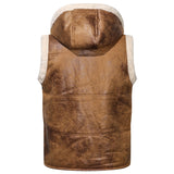 Men's Winter PU Leather Fur Vest Casual Hooded Warm Jacket Lambswool Waistcoat Jackets Sleeveless Zipper Solid Color