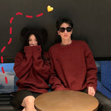 Lovers Wear Autumn Winter New Love Embroidery Printing Lazy Wind Pullover Sweater Knitted Jackets Female Trendy Korean Tops
