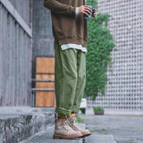 Autumn Cotton Casual Pants Men's Fashion Black/Khaki/Green Straight Pants Men Streetwear Loose Hip-hop Cargo Pants Mens Overalls