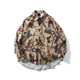 Vintage Fashion New Beach Hawaii Shirts for Men Harajuku Floral Print Long Sleeve Casual Loose Blouse Button Up Shirt