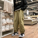 Cotton Casual Pants Men Fashion Retro Pocket Cargo Pants Men Streetwear Loose Hip-hop Straight Pants Mens Overalls Trousers