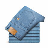 Men's Straight Elastic Cotton Jeans Men Fashion Business Classic Style Jean Denim Pants Trousers Big Size 35 40 42 44 46