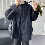 Autumn Tooling Zipper Bomber Jacket Men Coat Trendy Loose Korean Wild Japanese Retro Harajuku Fashion Jacket Men Couple Clothes