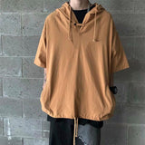 Men's Summer T-shirt Fashion Hip Hop Streetwear Harajuku Hooded T Shirt Kroean Loose Half-sleeved Pullover Tops Tees