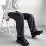 Foesce Korean Men's Baggy Homme Casual Pants Classic Cargo Pocket Blue/black Color Jeans Biker Denim Oversized Trousers M-2XL