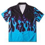 Hip Hop Fire Flame Casual Button Shirt Mens Fashion Casual Short Sleeve Shirts Summer Hawaiian Beach Shirts Man Tee Tops