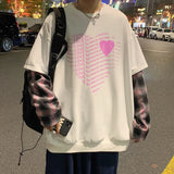 Autumn Spring Hoodies Sweatshirt Men's Fake Two Piece Hip Hop Punk Pullover Streetwear Casual Fashion Clothes OVERSize 5XL