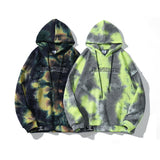 Autumn Fashion Hip Hop Hoodies Men Tie Dye Letter Printing Casual Sweatshirt Pullover Men Large Size Hooded Sweatshirt